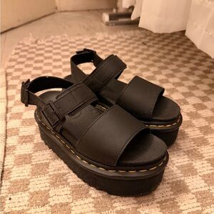 Dr. Martens Black Platform Strappy Sandals with Buckle